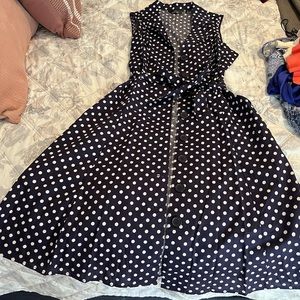 Retro polka dot dress, navy blue, never worn